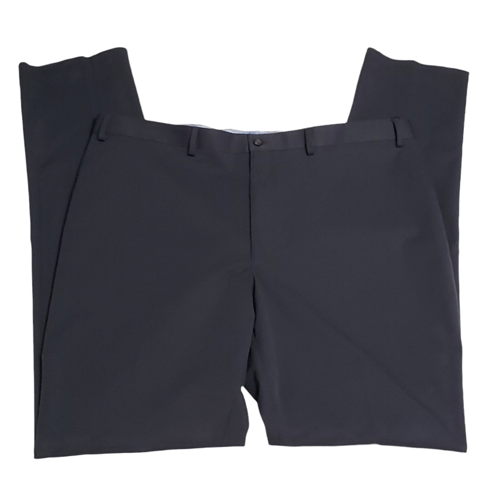 NWT Hart schaffner marx new york fit stretch flat front pants dark gray unhemmed